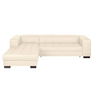 Ecksofa Soliera (mit Schlaffunktion) Echtleder - Beige - Longchair davorstehend links - Schlaffunktion