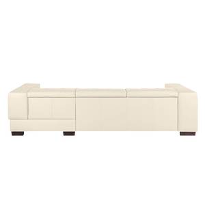 Ecksofa Soliera (mit Schlaffunktion) Echtleder - Beige - Longchair davorstehend rechts - Schlaffunktion