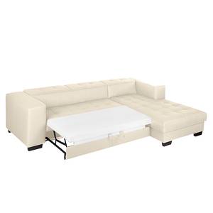 Ecksofa Soliera (mit Schlaffunktion) Echtleder - Beige - Longchair davorstehend rechts - Schlaffunktion