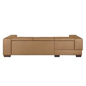 Ecksofa Soliera (mit Schlaffunktion) Echtleder - Cognac - Longchair davorstehend links - Schlaffunktion