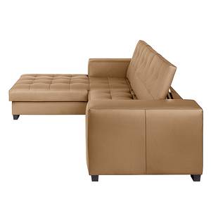 Ecksofa Soliera (mit Schlaffunktion) Echtleder - Cognac - Longchair davorstehend links - Schlaffunktion