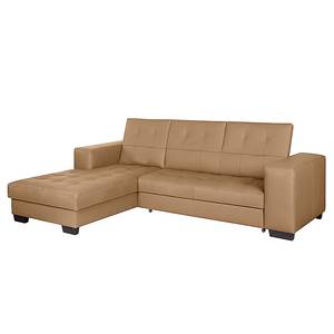 Ecksofa Soliera (mit Schlaffunktion) Echtleder - Cognac - Longchair davorstehend links - Schlaffunktion