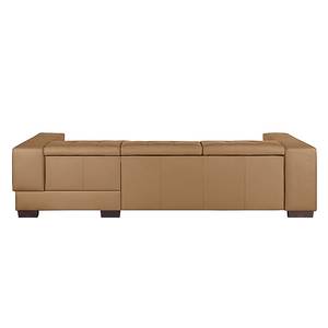 Ecksofa Soliera (mit Schlaffunktion) Echtleder - Cognac - Longchair davorstehend rechts - Schlaffunktion