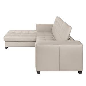 Ecksofa Soliera (mit Schlaffunktion) Echtleder - Taupe - Longchair davorstehend links - Schlaffunktion