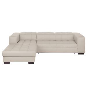 Ecksofa Soliera (mit Schlaffunktion) Echtleder - Taupe - Longchair davorstehend links - Schlaffunktion