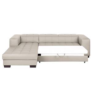 Ecksofa Soliera (mit Schlaffunktion) Echtleder - Taupe - Longchair davorstehend links - Schlaffunktion