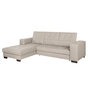 Ecksofa Soliera (mit Schlaffunktion) Echtleder - Taupe - Longchair davorstehend links - Schlaffunktion