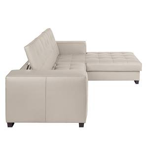 Ecksofa Soliera (mit Schlaffunktion) Echtleder - Taupe - Longchair davorstehend rechts - Schlaffunktion