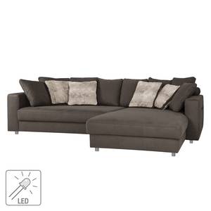 Ecksofa Somon (inkl. LED-Beleuchtung- Microfaser - Dunkelgrau - Longchair davorstehend rechts