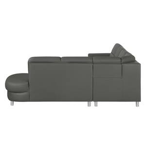 Ecksofa Songea Echtleder / Kunstleder Dunkelgrau - Longchair davorstehend links - Mit Schlaffunktion - Relaxfunktion