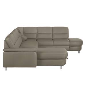 Ecksofa Songea Echtleder / Kunstleder Grau - Longchair davorstehend links - Mit Schlaffunktion - Relaxfunktion