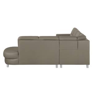 Ecksofa Songea Echtleder / Kunstleder Grau - Longchair davorstehend links - Mit Schlaffunktion - Relaxfunktion