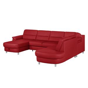 Canapé d'angle Songea Cuir véritable / Imitation cuir - Rouge - Méridienne courte à gauche (vue de face) - Sans fonction couchage - Sans fonction