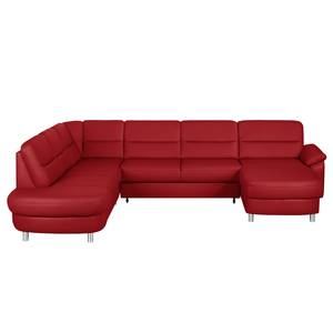 Ecksofa Songea Echtleder / Kunstleder Rot - Longchair davorstehend rechts - Mit Schlaffunktion - Relaxfunktion