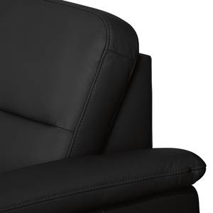 Canapé d'angle Songea Cuir véritable / Imitation cuir - Noir - Méridienne courte à droite (vue de face) - Avec fonction couchage - Fonction relaxation
