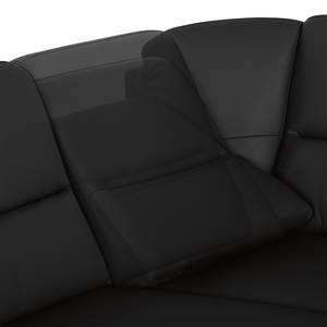 Canapé d'angle Songea Cuir véritable / Imitation cuir - Noir - Méridienne courte à droite (vue de face) - Avec fonction couchage - Fonction relaxation