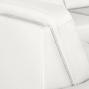 Canapé d'angle Songea Cuir véritable / Imitation cuir - Blanc - Méridienne courte à droite (vue de face) - Avec fonction couchage - Fonction relaxation