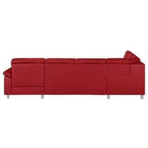 Ecksofa Songea Echtleder / Kunstleder Rot - Longchair davorstehend rechts - Ohne Schlaffunktion - Keine Funktion