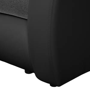 Canapé d'angle Spicer (convertible) Imitation cuir / Tissu structuré - Noir / Gris foncé - Méridienne courte à gauche (vue de face)