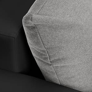 Canapé d'angle Spicer (convertible) Imitation cuir / Tissu structuré - Noir / Gris clair - Méridienne courte à droite (vue de face)
