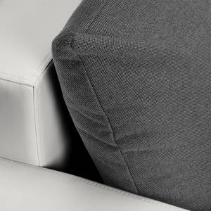 Canapé d'angle Spicer (convertible) Imitation cuir / Tissu structuré - Blanc / Gris foncé - Méridienne courte à droite (vue de face)