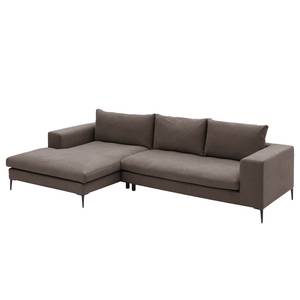 Ecksofa STREAKY BAY mit Longchair Webstoff Caya: Braun - Longchair davorstehend links - Ohne Schlaffunktion - Ohne Hocker