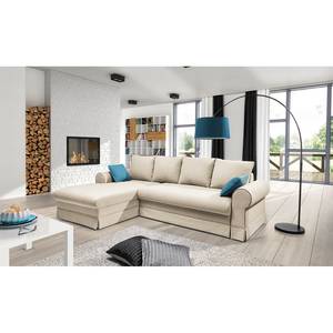 Ecksofa Summer Romance mit Schlaffunktion - Webstoff - Hellbeige - Longchair davorstehend links