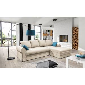 Ecksofa Summer Romance mit Schlaffunktion - Webstoff - Hellbeige - Longchair davorstehend rechts