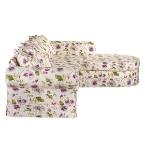 Ecksofa Summer Romance Webstoff Beige geblümt - Longchair/Ottomane davorstehend rechts