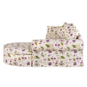 Canapé d'angle Summer Romance Tissu - Beige à fleurs - Méridienne à droite (vue de face)