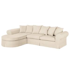 Ecksofa Summer Romance Webstoff Creme - Longchair davorstehend links