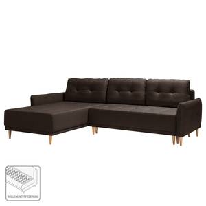 Ecksofa Sundance (mit Schlaffunktion) Webstoff - Espresso - Longchair davorstehend links