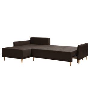 Ecksofa Sundance (mit Schlaffunktion) Webstoff - Espresso - Longchair davorstehend links