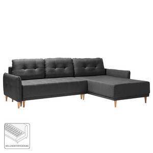 Ecksofa Sundance (mit Schlaffunktion) Webstoff - Anthrazit - Longchair davorstehend rechts