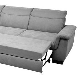 Canapé d’angle Sunny Corner Tissu structuré - Tissu Cody: Argenté - Méridienne longue à gauche (vue de face) - Avec fonction couchage