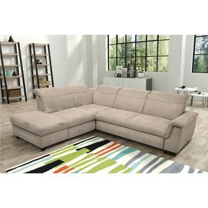 Ecksofa Sunny Corner Webstoff - Webstoff Cody: Beige - Ottomane davorstehend links - Mit Schlaffunktion