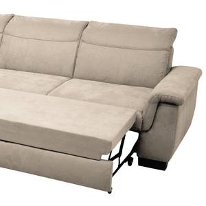 Canapé d’angle Sunny Corner Tissu structuré - Tissu Cody: Beige - Méridienne longue à gauche (vue de face) - Avec fonction couchage