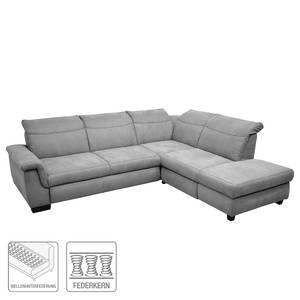 Ecksofa Sunny Corner Webstoff - Webstoff Cody: Silber - Ottomane davorstehend rechts - Mit Schlaffunktion