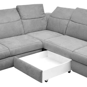 Ecksofa Sunny Corner Webstoff - Webstoff Cody: Silber - Ottomane davorstehend rechts - Mit Schlaffunktion