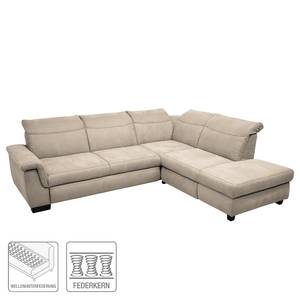 Ecksofa Sunny Corner Webstoff - Webstoff Cody: Beige - Ottomane davorstehend rechts - Mit Schlaffunktion