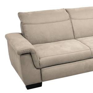 Canapé d’angle Sunny Corner Tissu structuré - Tissu Cody: Beige - Méridienne longue à droite (vue de face) - Avec fonction couchage