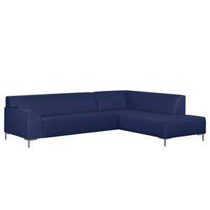 Ecksofa Sydney Webstoff Stoff Lotana: Blau - Ottomane davorstehend rechts