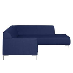 Ecksofa Sydney Webstoff Stoff Lotana: Blau - Ottomane davorstehend rechts