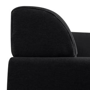 Canapé d'angle Sydney Tissu - Tissu Lotana : Noir - Méridienne longue à droite (vue de face)