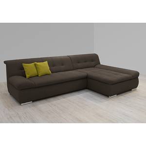 Ecksofa Tacoma Strukturstoff Braun - Longchair davorstehend rechts