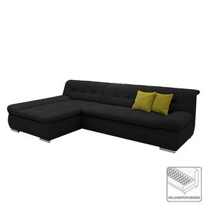 Ecksofa Tacoma Strukturstoff Dunkelbraun - Longchair davorstehend links