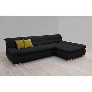 Ecksofa Tacoma Strukturstoff Dunkelbraun - Longchair davorstehend rechts