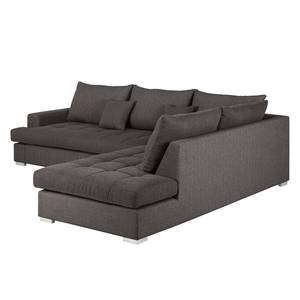 Ecksofa Talsi Webstoff Anthrazit - Longchair davorstehend rechts