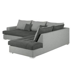 Ecksofa Talsi Webstoff Grau / Anthrazit - Longchair davorstehend rechts