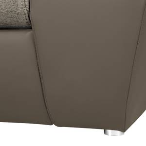 Canapé d'angle Tamariu (convertible) Imitation cuir / Tissu - Cappuccino - Méridienne courte à gauche (vue de face)